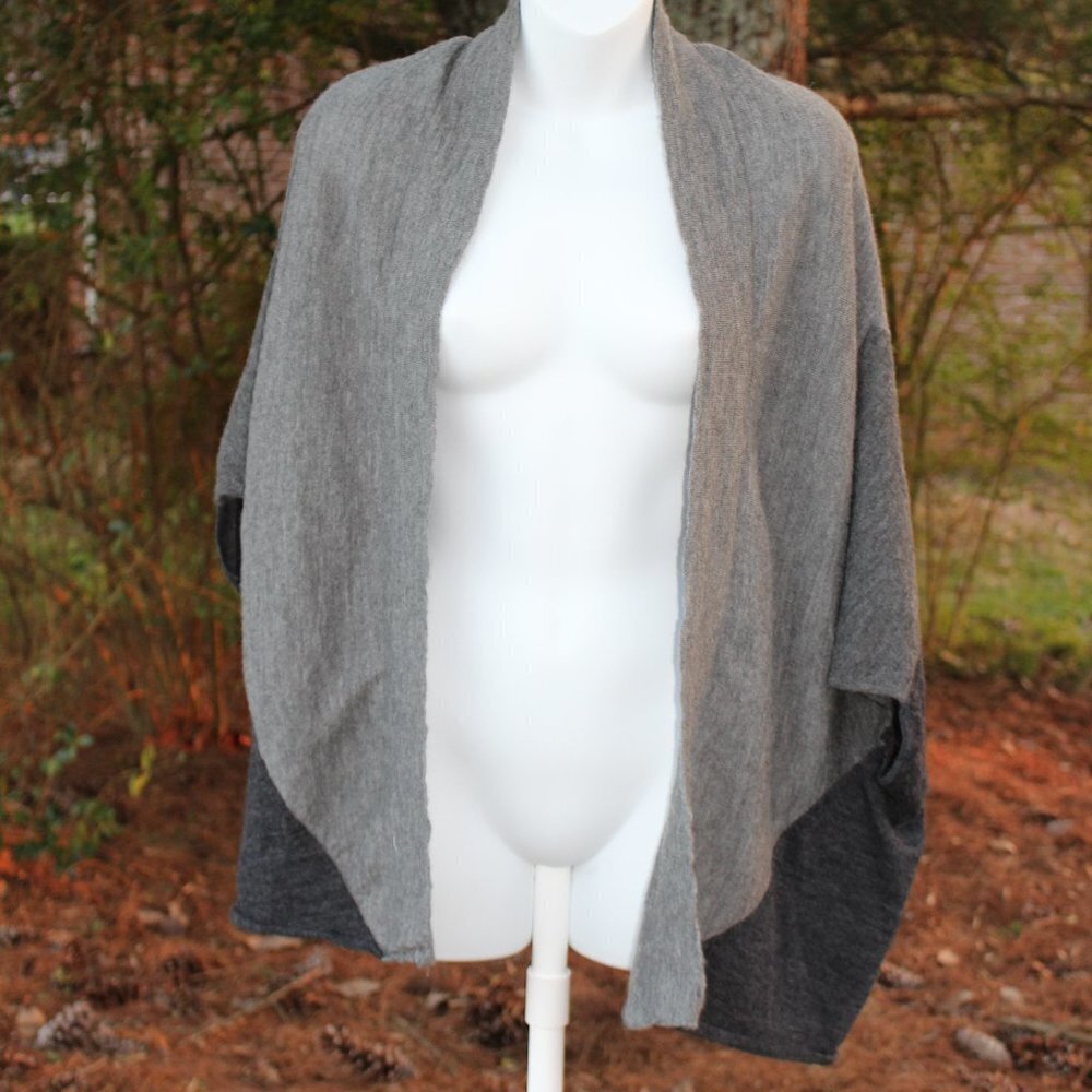 Eilen Fisher Women's 100% Royal Alpaca Colorblock Oversized Cardigan Sweater XS